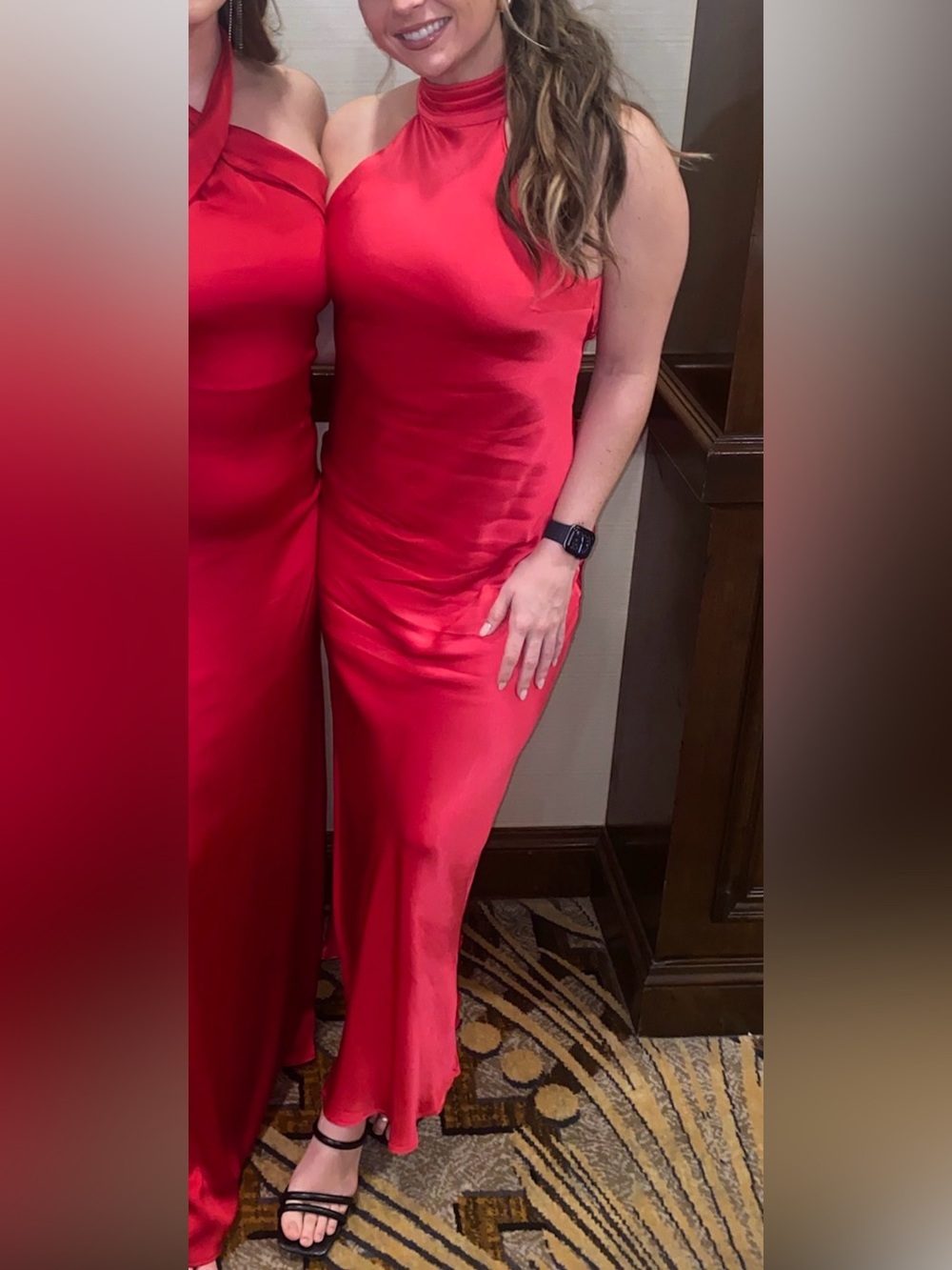 Meshki Elegant Red Satin Slip Dress - Women